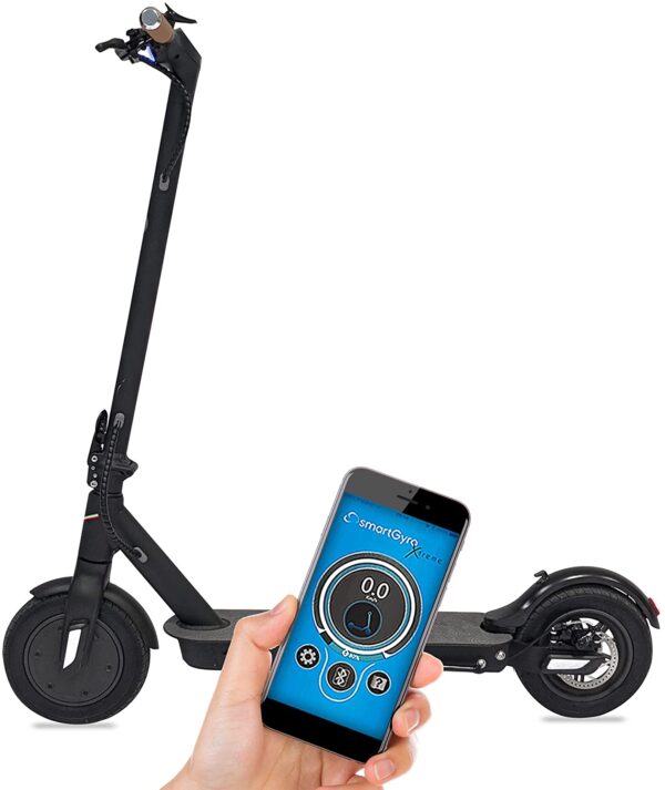 SmartGyro Baggio 10 V4 – Patinete Eléctrico Scooter de Batería, Motor de 500W, App para Smartphone, Ruedas de 10″ Neumáticas, Plegable, Batería de 8.8 Ah, Negro