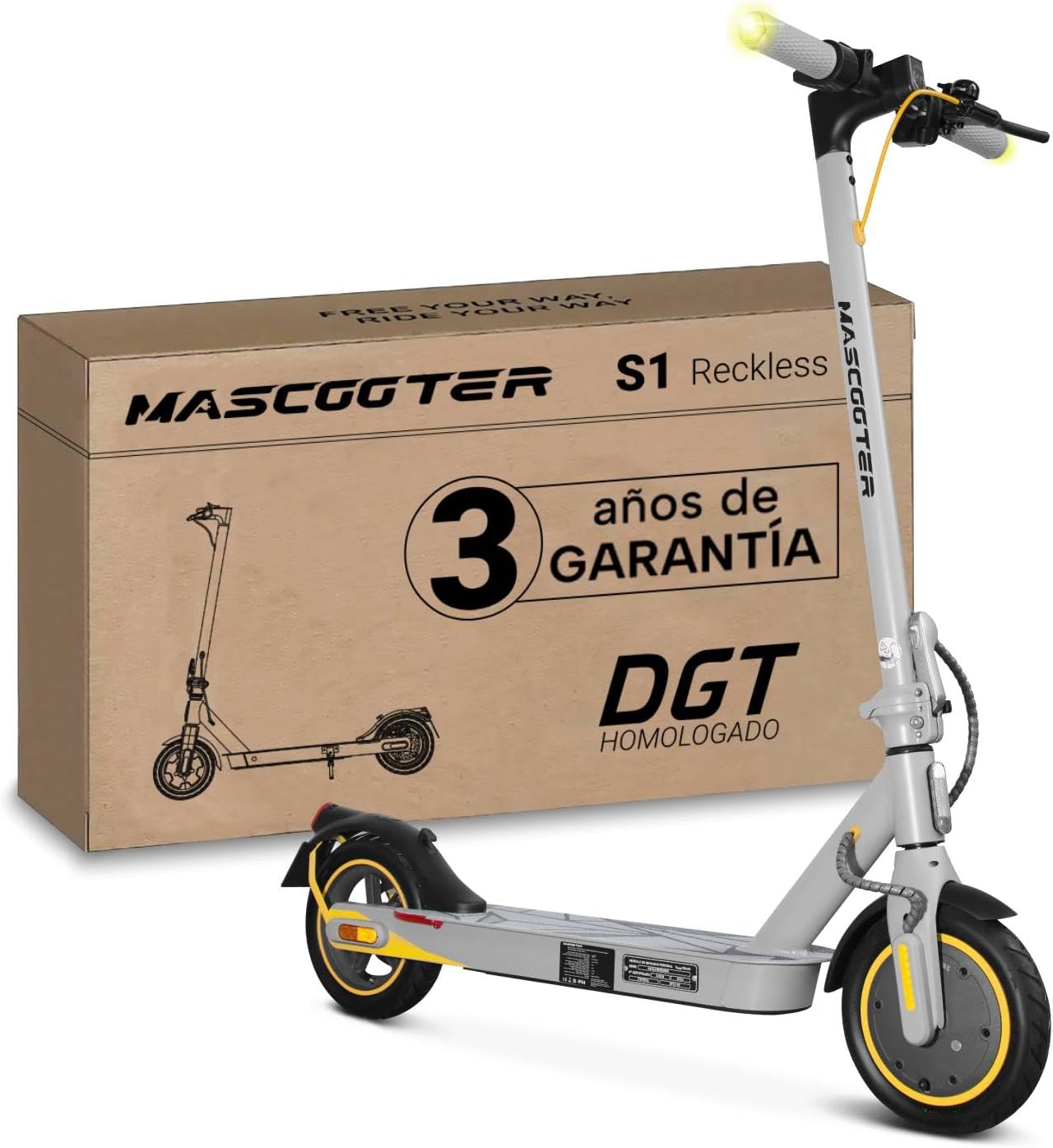 Patinete Eléctrico Adultos Homologado DGT – Intermitentes & Regeneración de Batería al Frenar – 300W-600W MAX, 20km Autonomía – Frenos Eléctricos y de Disco AER – App Móvil