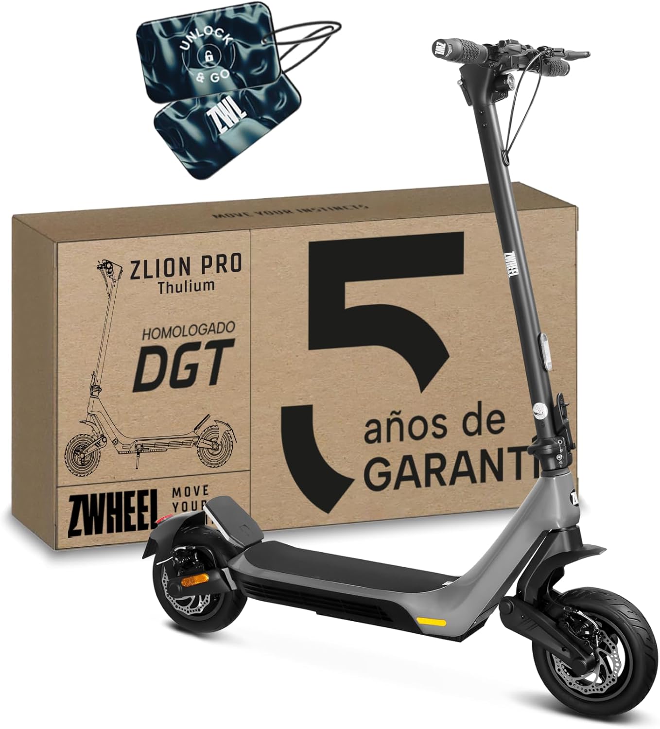 ZWHEEL Zlion Pro | Patinete Eléctrico Adultos Homologado DGT – 1200W MAX, 40-45km Autonomía, Regeneración al Frenar, Doble Freno, Ruedas 10″ Tubeless Antipinchazo, Pantalla Avanzada, App y IP54